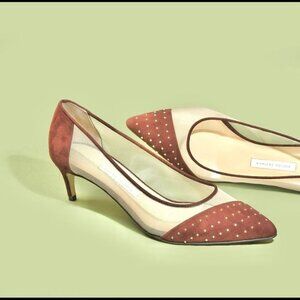 * 𝅺Bionda Castana Bay Cognac Suede and Mesh Pumps 36.5